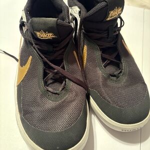 Nike Kids High-Top Sneakers in Black and Gold Accent